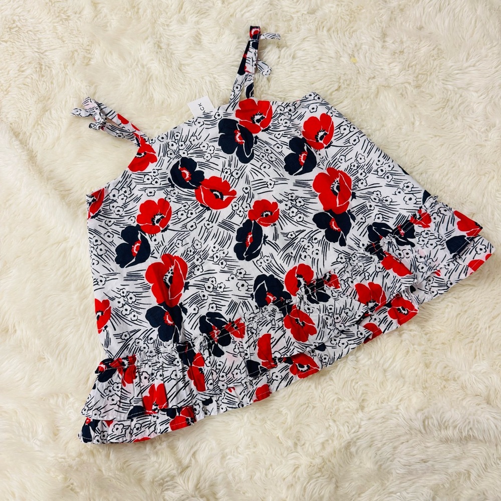 NEW Janie and Jack White Floral Ruffle Hem Tank Top